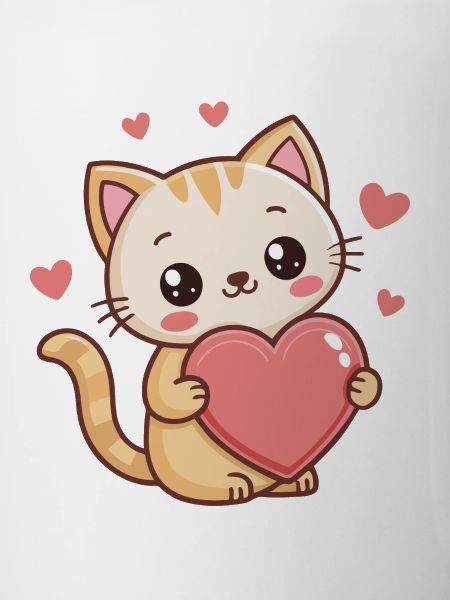 Cute kitten cartoon heart