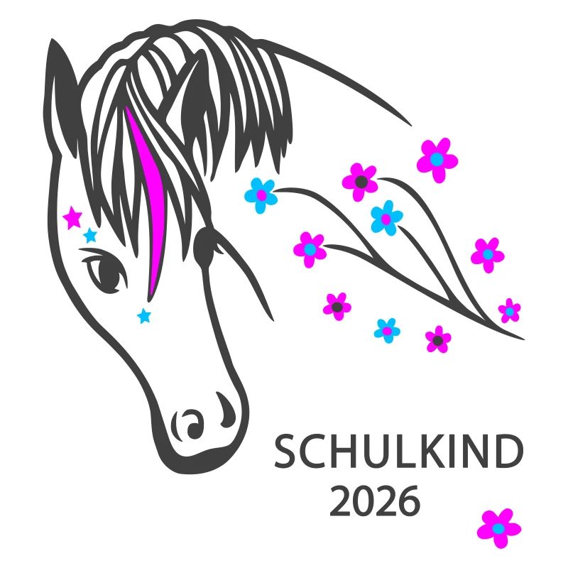 Pferd mit Blumen 2026 Schulkind