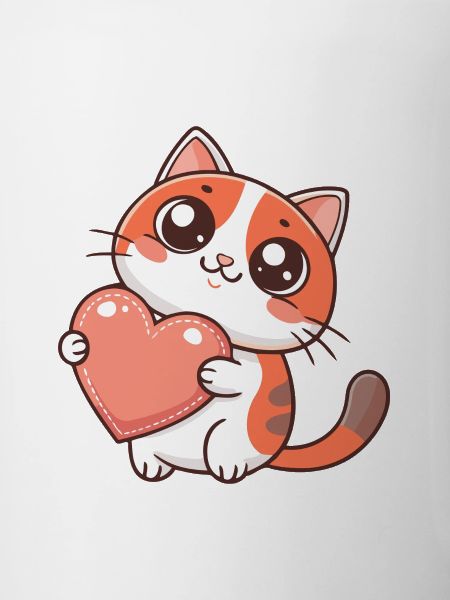 Chat câlin cœur pastel