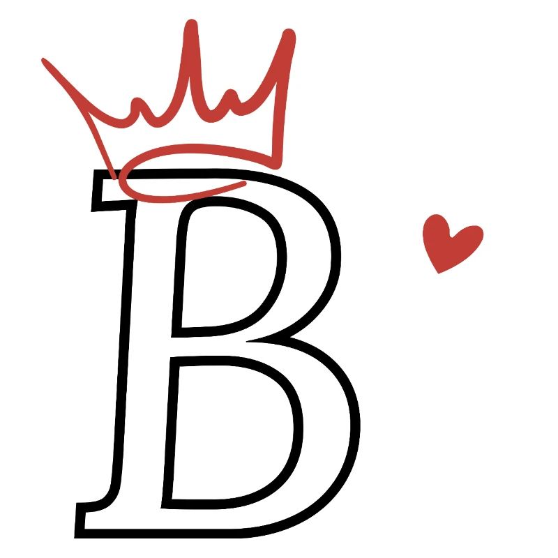 Letter B Crown Heart