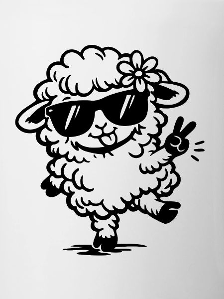 Dancing Sheep with Sunglasses Doodle
