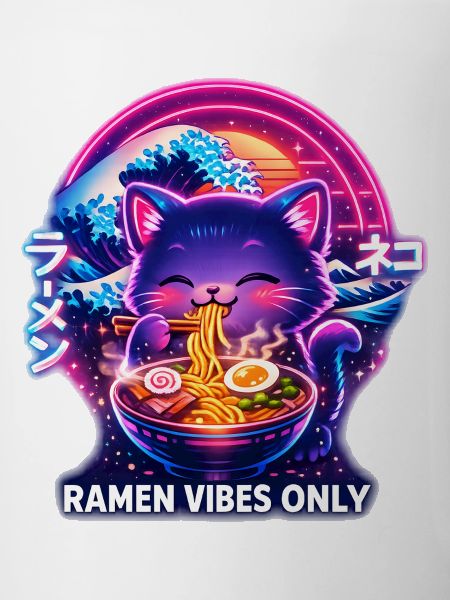 Ramen Cat Neon Cyber Gaming