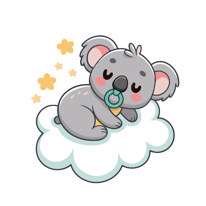 Bébé Koala rêveur sur nuage pastel
