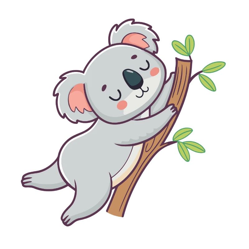 Koala câlin sur branche pastel