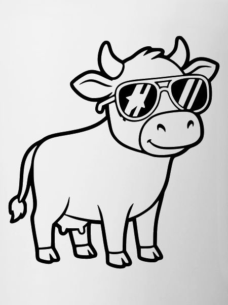 Cool Cow Sunglasses Casual Vector