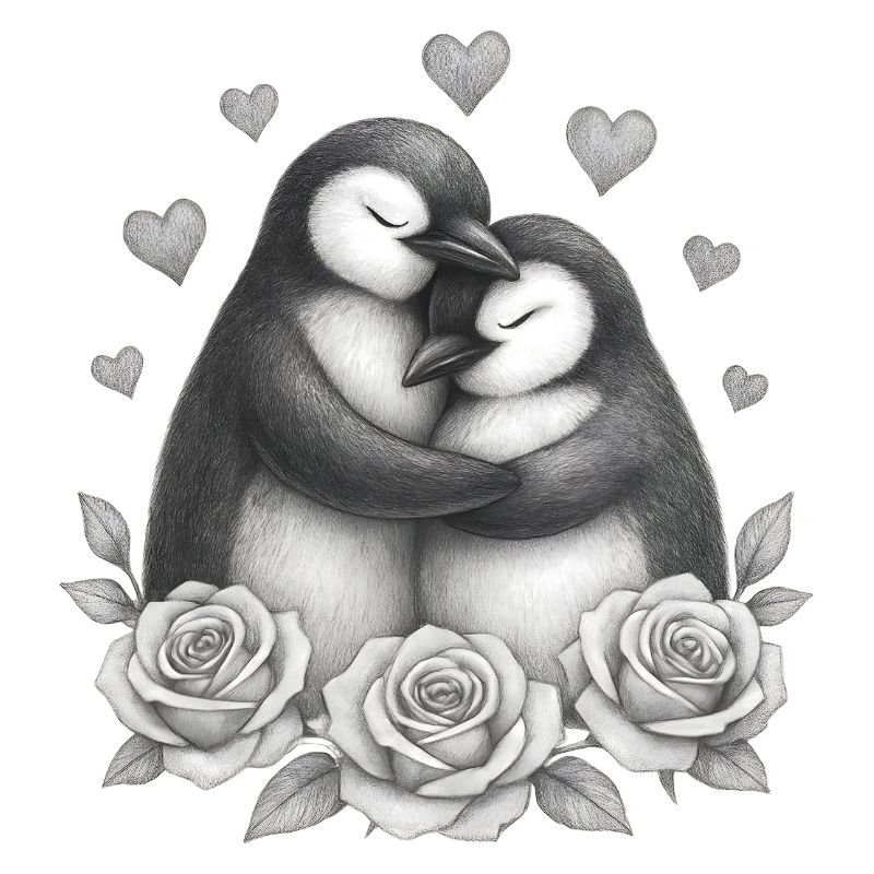 Love Duo Penguin Roses