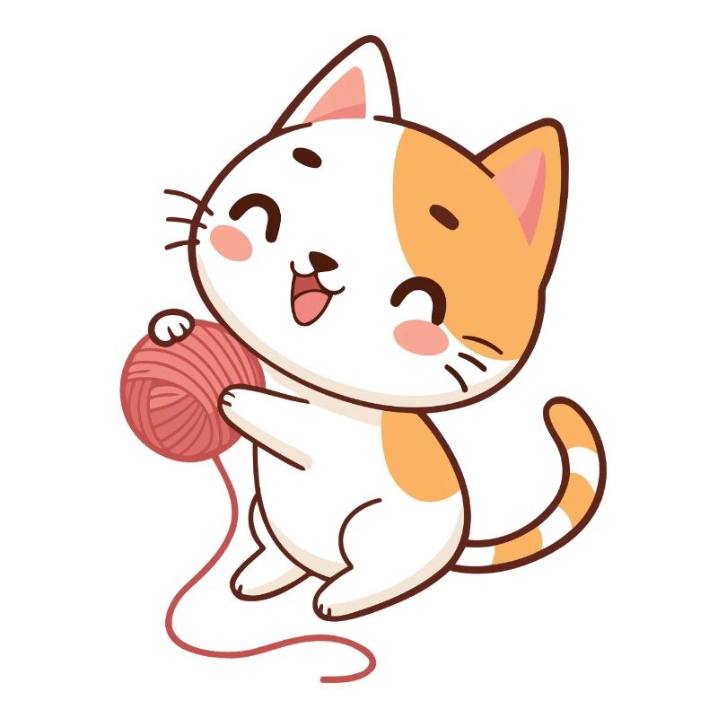 Happy kitten and yarn