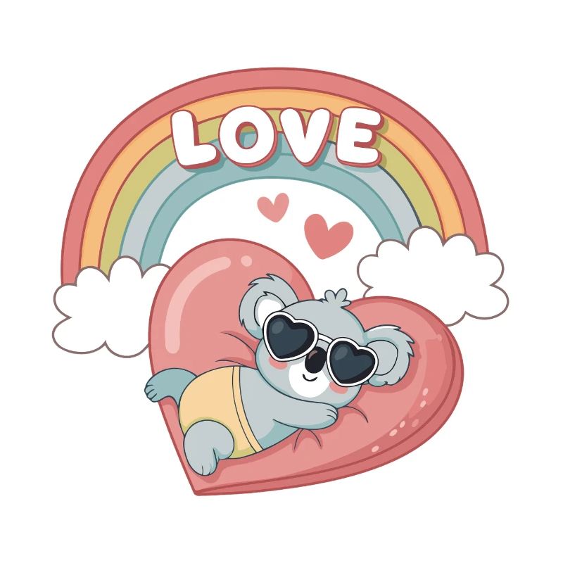 Koala Love Rainbow Heart