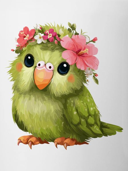 Flower wreath parrot