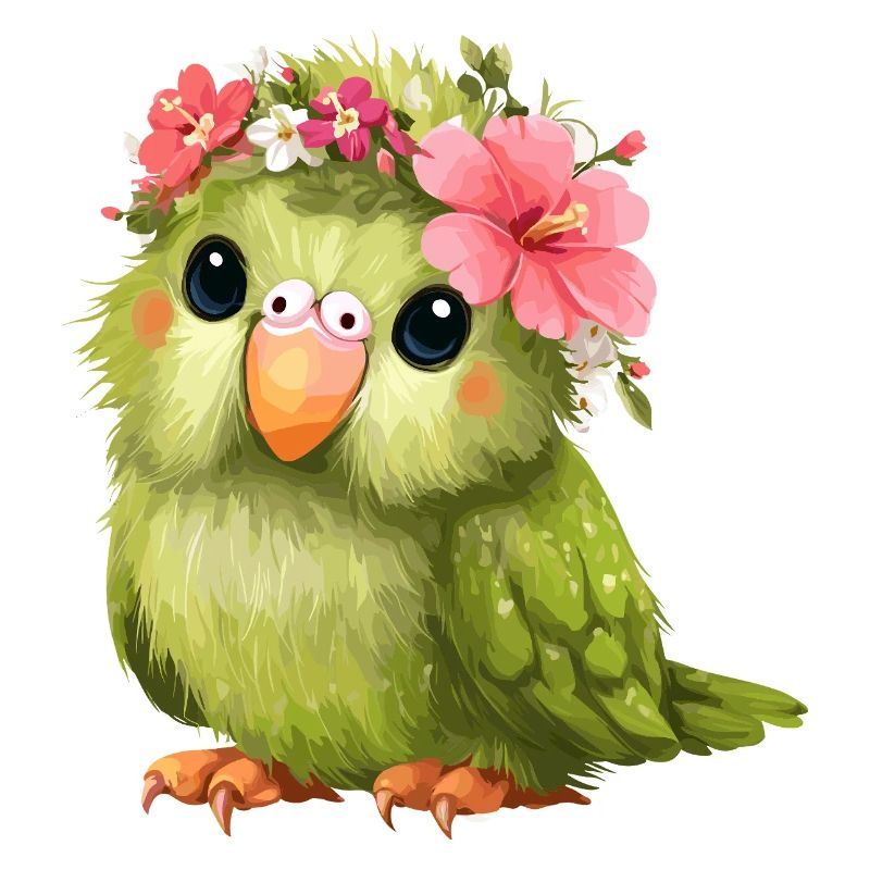 Flower wreath parrot