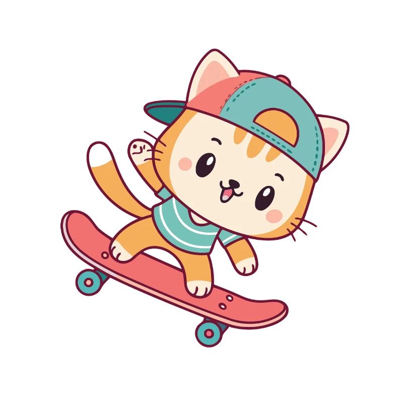 Cat skateboard with cap