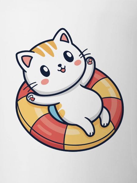 Cute cat on lifebuoy