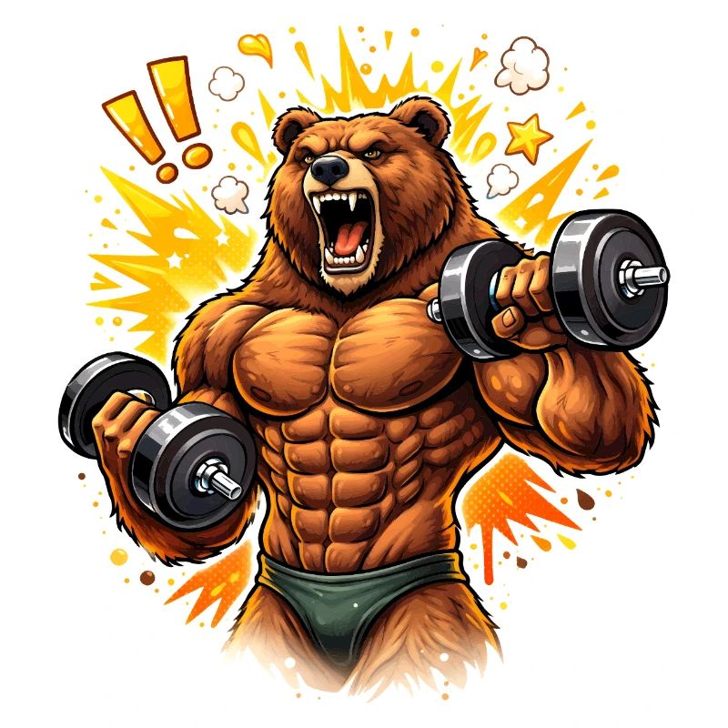 Strong Bodybuilder Bear Illustration
