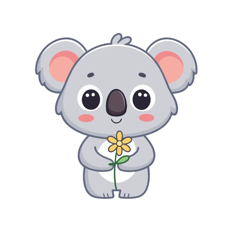 Cute Koala and Bright Flower