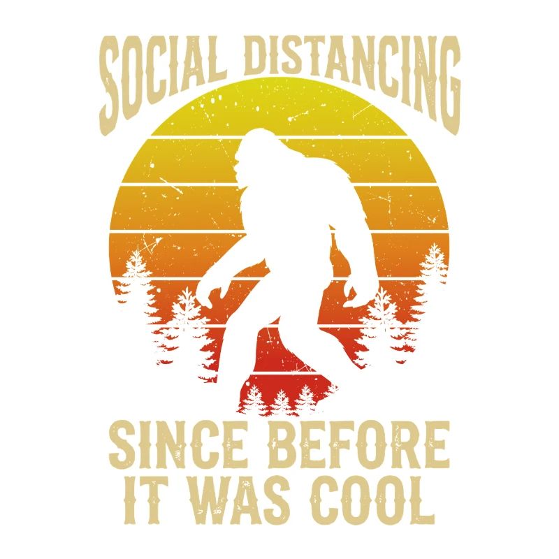 Social Distancing Bigfoot Retro Sasquatch Lustig