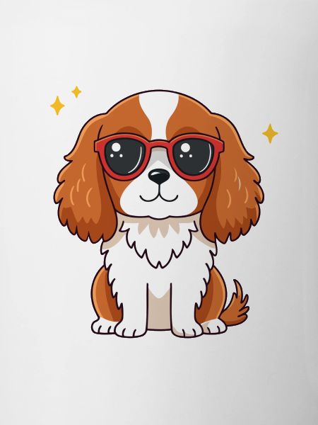 Chic dog with red glasses