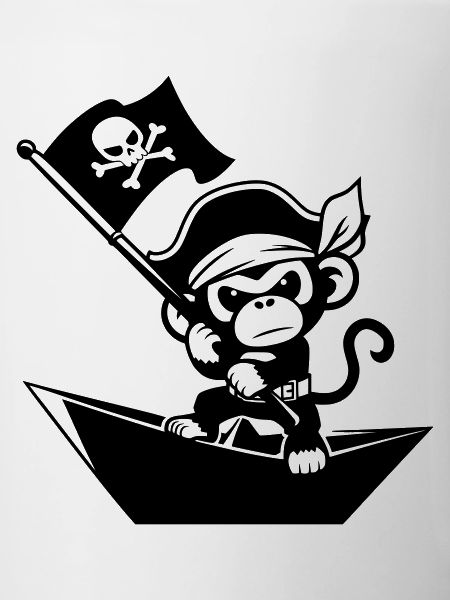 Pirate monkey in paper boat