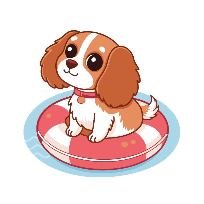 Chiot Mignon sur Bouée Flottante