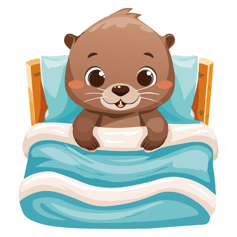Une loutre mignonne câline dans son lit