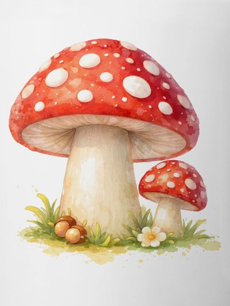 Toadstool Illustration Red Mushroom Nature Motif