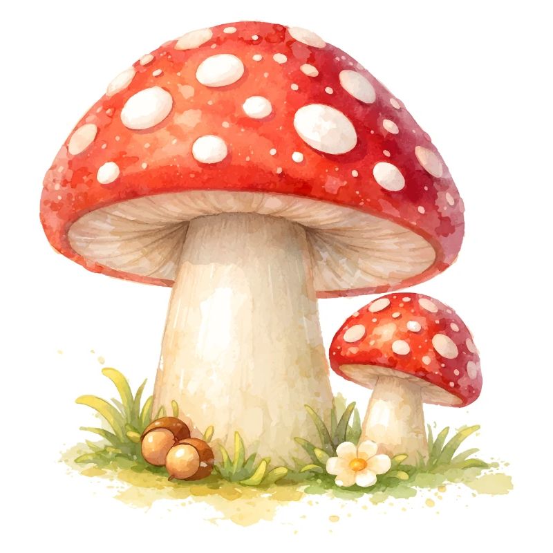 Toadstool Illustration Red Mushroom Nature Motif