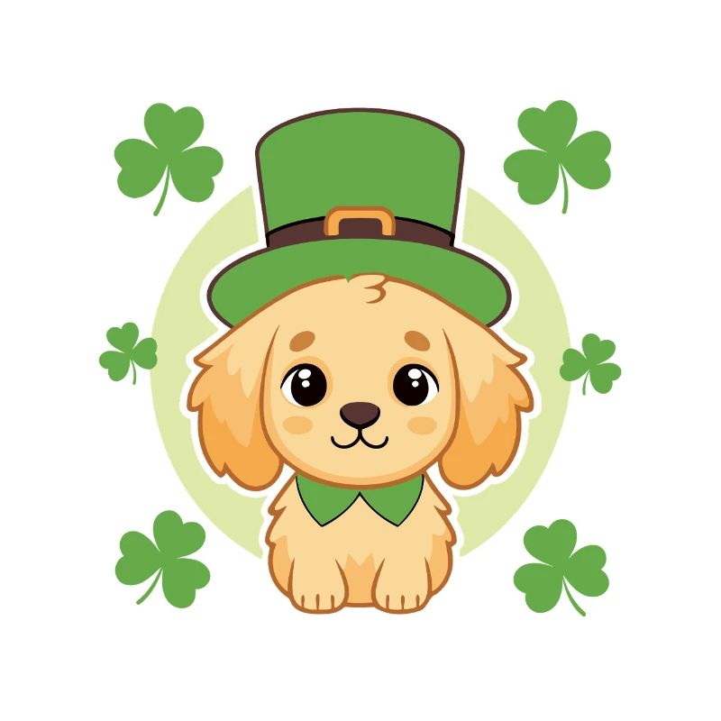Chiot mignon irlandais avec chapeau vert
