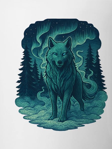 Nordlicht-Wolf im Wald