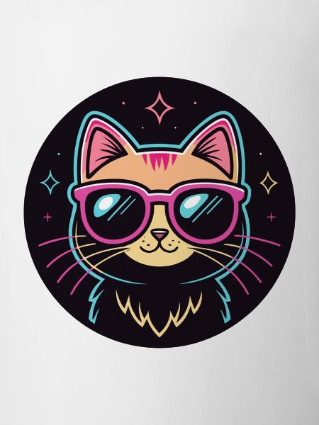 Cat Cartoon Neon Pink Glasses