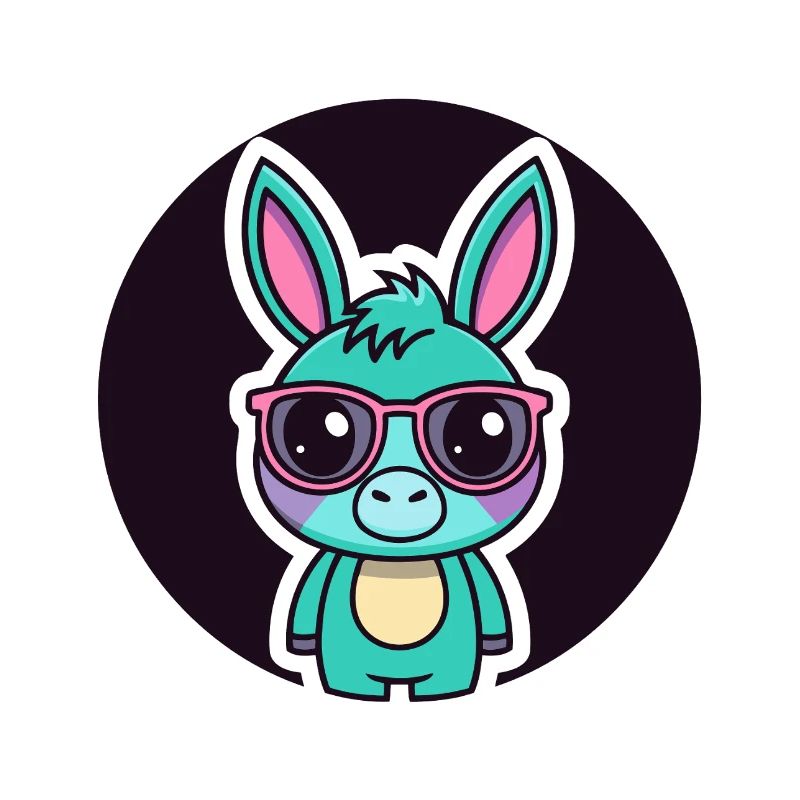 Petit Âne Turquoise Lunettes Fun