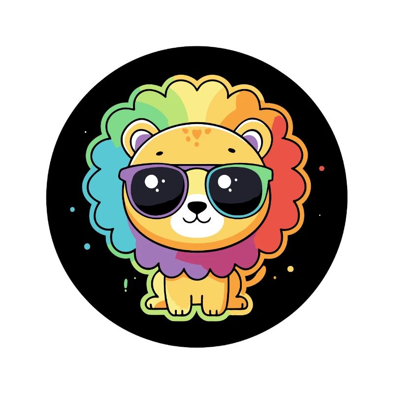 Lion Arc-en-Ciel mignon à Lunettes