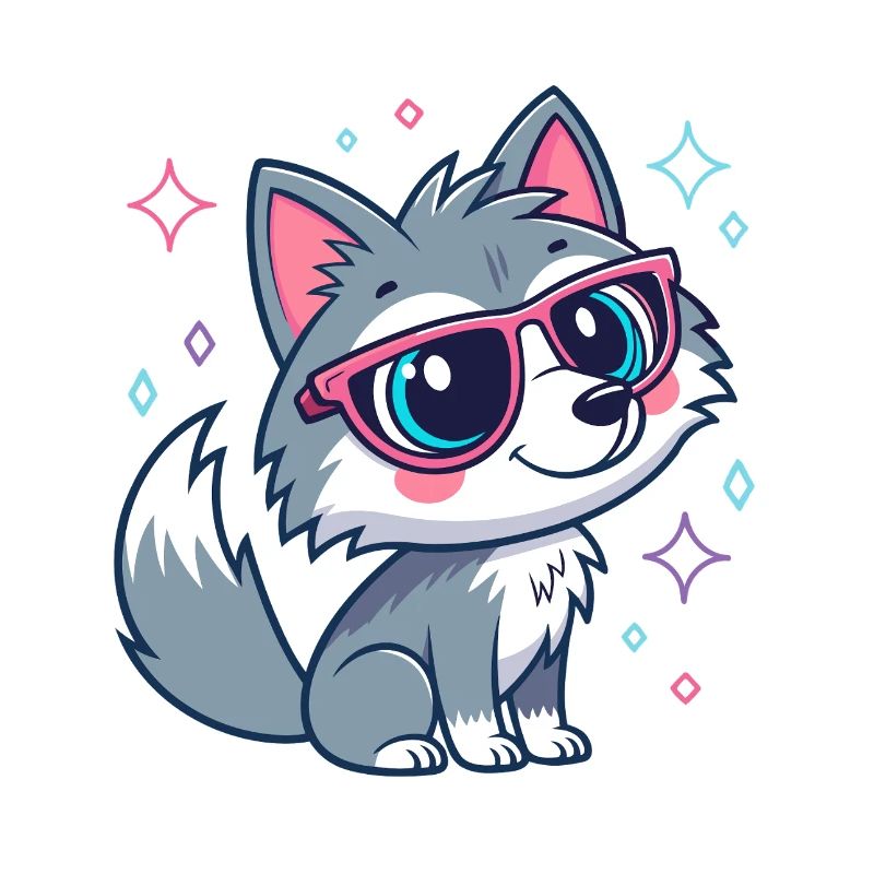 Süßer, schicker Wolf mit rosaroter Brille