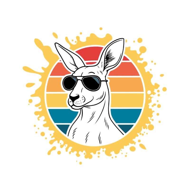 Kangaroo silhouette retro sun