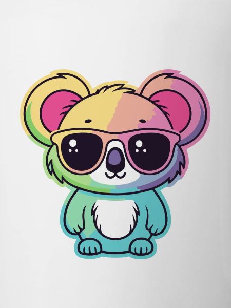 Rainbow Neon Koala with Glasses