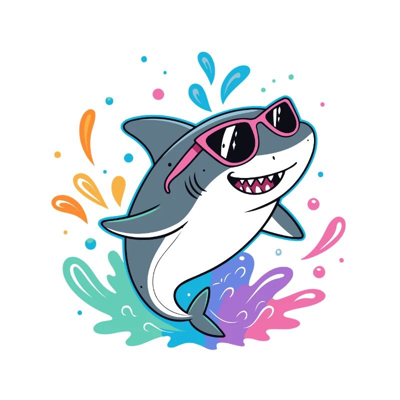 Requin Amusant surfeur coloré