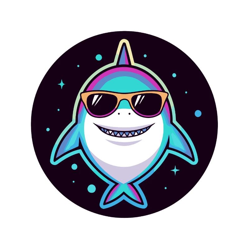 Neon-Regenbogenhai mit Sonnenbrille