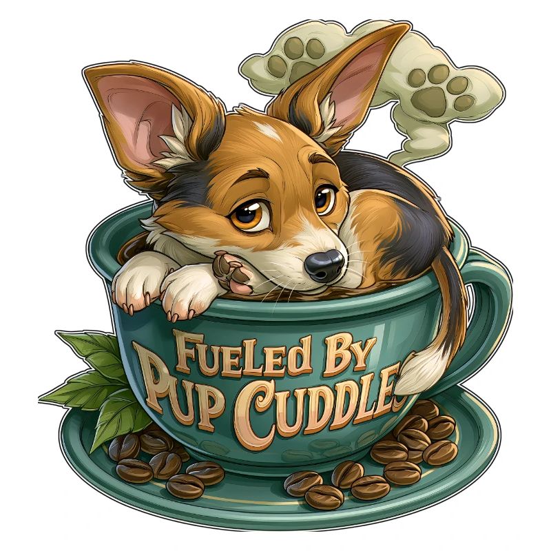Câlins de chiot dans une tasse à café