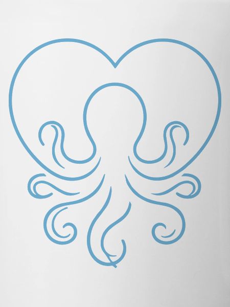 Heart Octopus Line Art