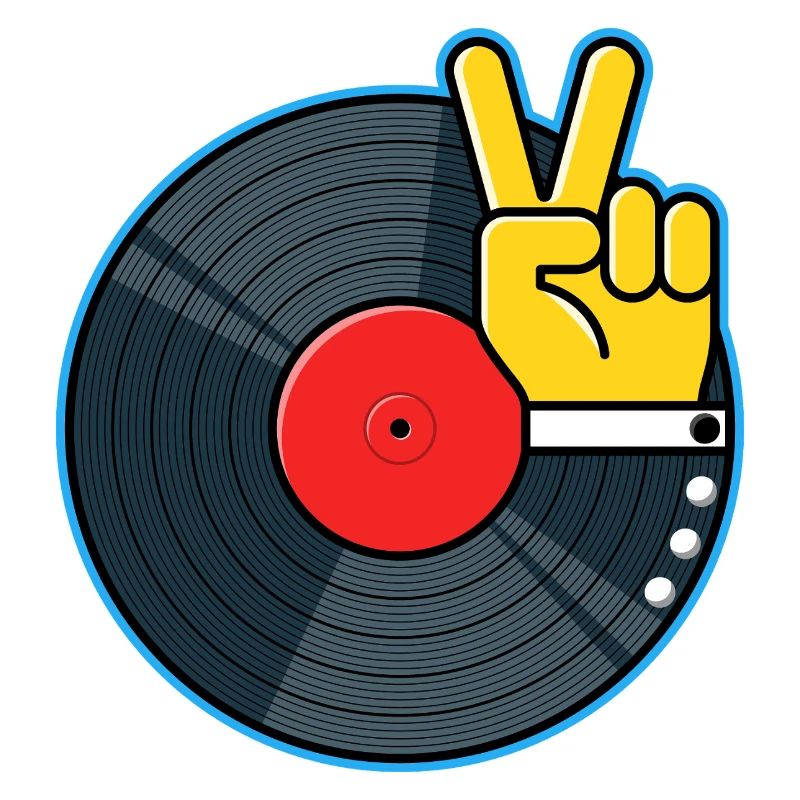 Album vinyle avec la main montrant le signe de la paix