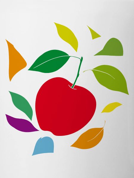 Minimalistischer Apfel mit Blättern