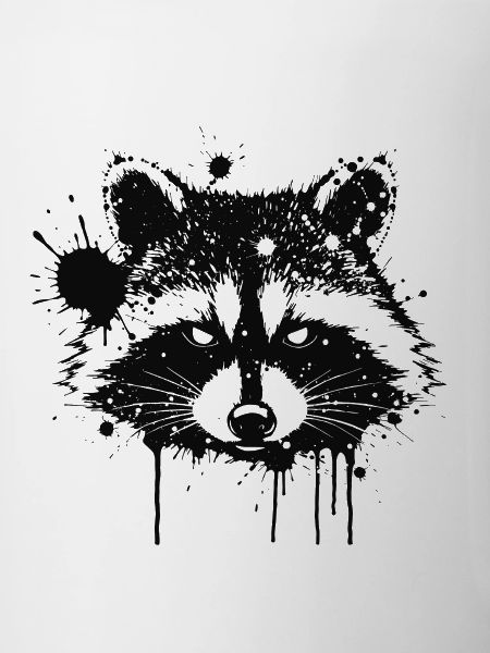 Raton laveur encre éclaboussée