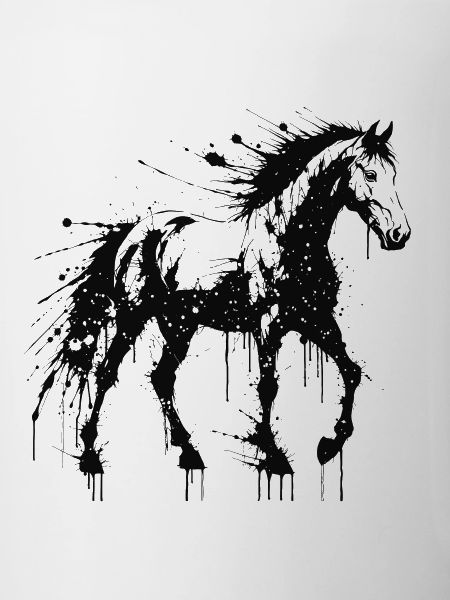 Horse Art Splash Black