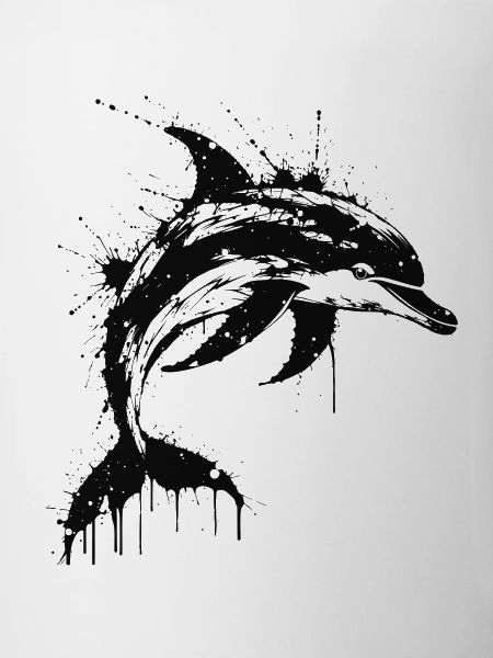 Dolphin Paint Splash Black