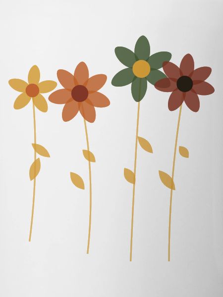 Retro Flowers in Row