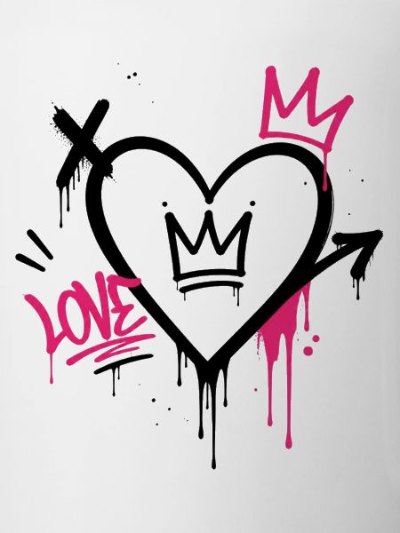 Graffiti-Herz mit rosa Krone