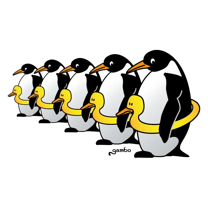 Pinguine mit Quietscheentchen