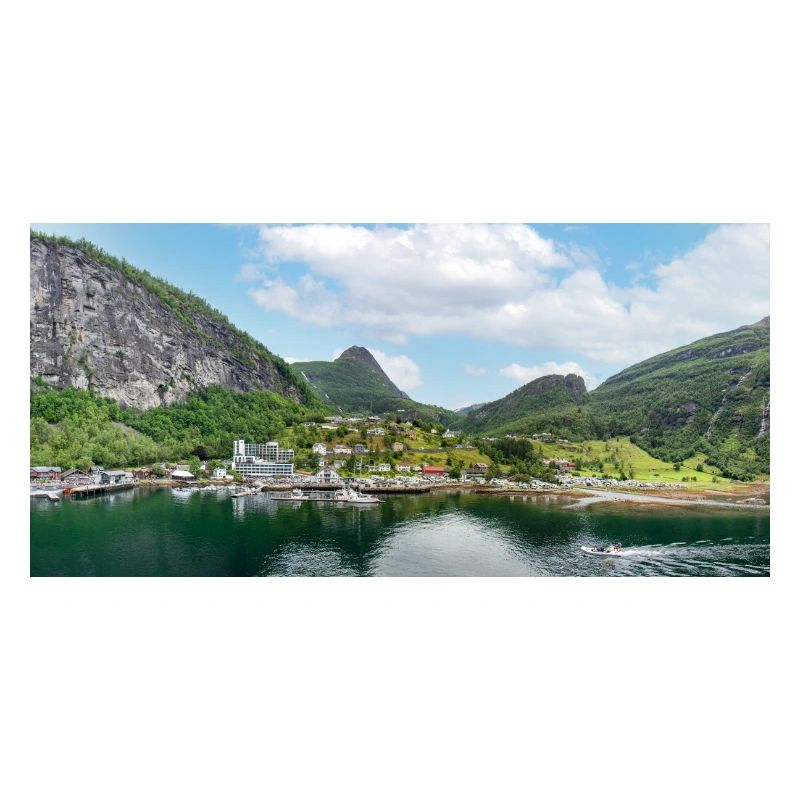 Geiranger panorama view from harbor