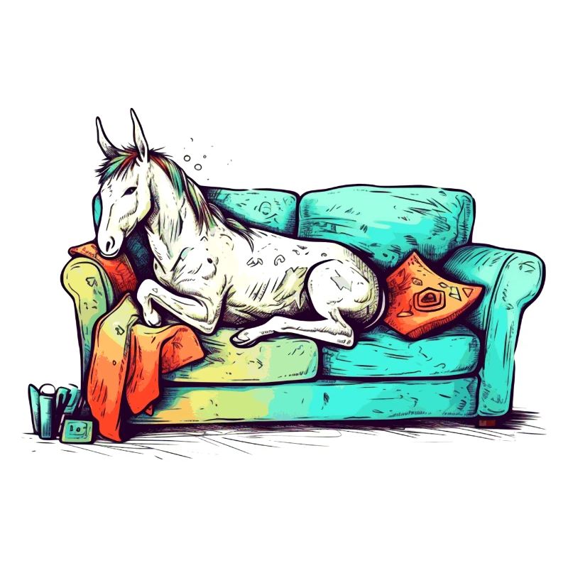 Lazy unicorn chilling on the sofa