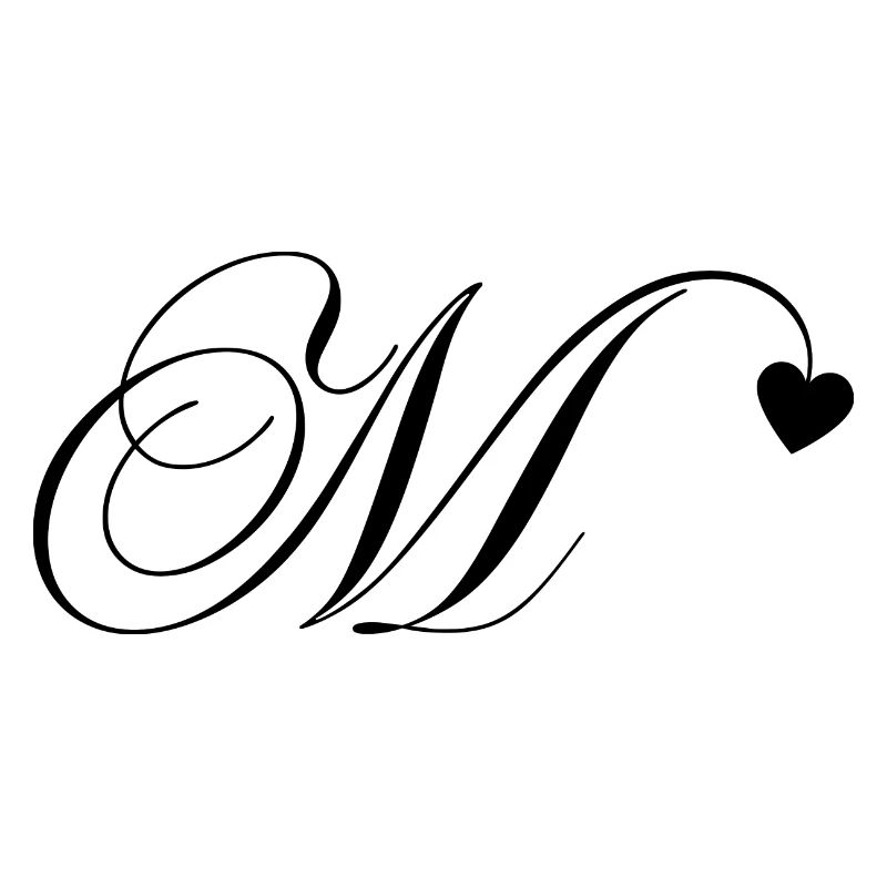 Buchstabe m Kalligraphie Herz