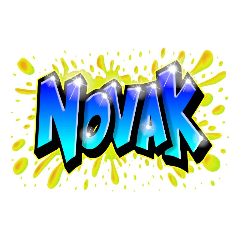 Graffiti NOVAK splash yellow name printable