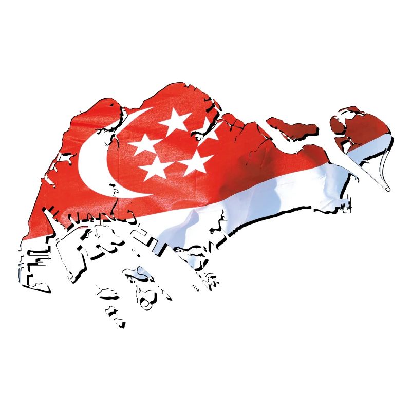 Drapeau de Singapour sur la carte de Singapour